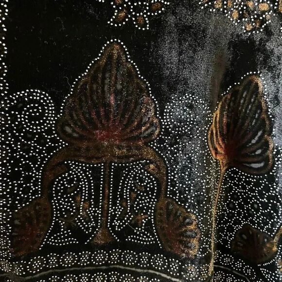 2 for $30 Velvet Floral Black Gypsy Bohemian  Fringe Scarf One Size #1240 - Picture 6 of 8